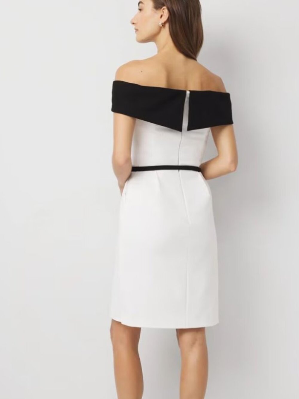 White House Black Market Colorblock off the shoulder dress, size 6 - Picture 2 of 5